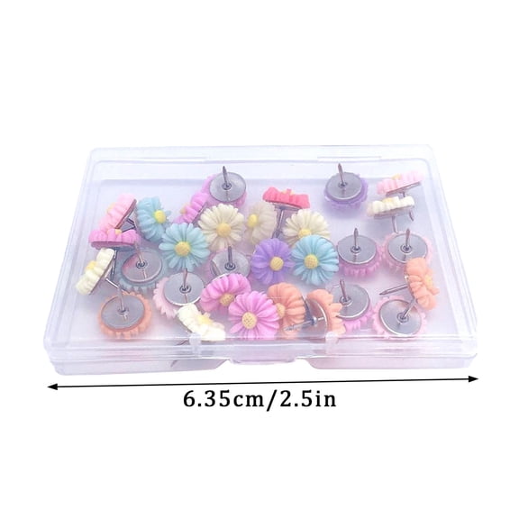1 Box Of Small Daisy Flower Pins Creative Color Resin Rose Small Flower Pushpin Corkboard Nail