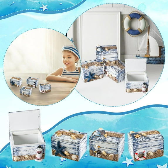 1×Box Ornament Clearance! Mediterranean Decorative Miniature Box Classic Wooden Small Box Creative Jewelry Box Candy Box 1Pc