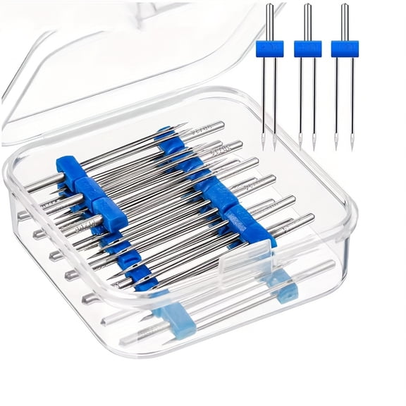1 Box (Pack of 9) Multifunctional Sewing Double Needle, 2/90 3/90 4/90 Double-Headed Machine Needle for Home Sewing Computer Flat Car