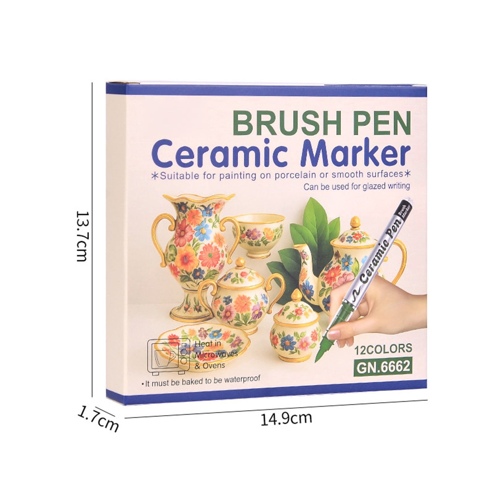 1 Box of Pens 12 Colors Porcelain Pens for Ceramic 1–8Mm Brush Tip Porcelain Markers for Mugs Plates & Glass Acrylic Paint Pens for Diy Crafts Christmas Ornaments & Glass Decorating 10Ml
