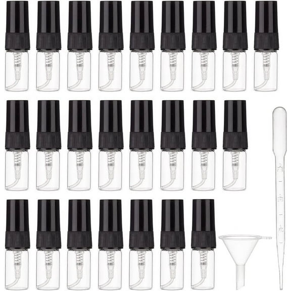 1 Box Perfume Dispensing Kits with 10Pcs 2ml Disposable Plastic Dropper Black & Clear Bottle: 1.4x5cm Capacity: 2ml(0.07fl. oz)