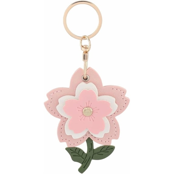 1 Box Pink Floral Keychain Flower Bag Charm Spring Cherry Blossom Cute Sweet Gold Alloy Ring Leather Keychain Holder Case for Bag Purses Backpacks Airtag Key Chain Birthday Mother Supplies colorful