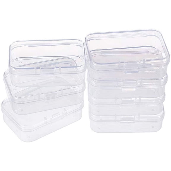 1 Box Plastic Bead Containers Cuboid Clear 6.4x4.4x2cm 18pcs for Handmade