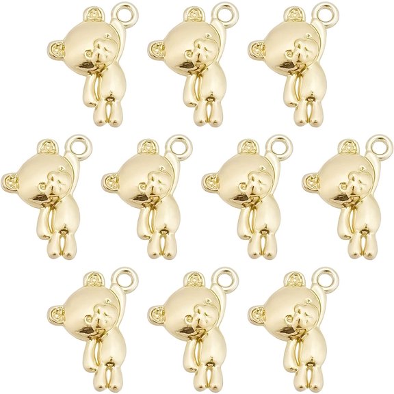 1 Box Rack Plating Alloy Charms Cadmium Free Lead Free Bear Light Gold 14.5x11.5x4mm Hole: 1.4mm 48pcs/box