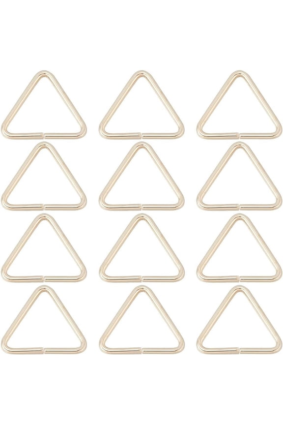 1 Box Real 14K Gold Plated Triangle Open Ring Jump Ring Bail Triangle Open Jump Rings Pinch Clip Bails Brass Hanger Connectors for Jewelry Making Accessories DIY Earrings Bracelet Necklace