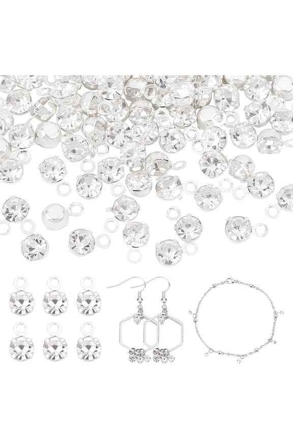 1 Box Rhinestone Charm Pendants 100pcs 3mm Tiny Dangle Charms Diamond Dangle Pendants Mini Round Beads