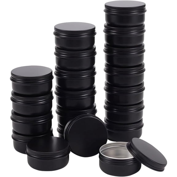 1 Box Round Aluminium Tin Cans Aluminium Jar Storage Containers for Cosmetic Candles Candies with Screw Top Lid Gunmetal 5.9x2.8cm capacity: 50ml
