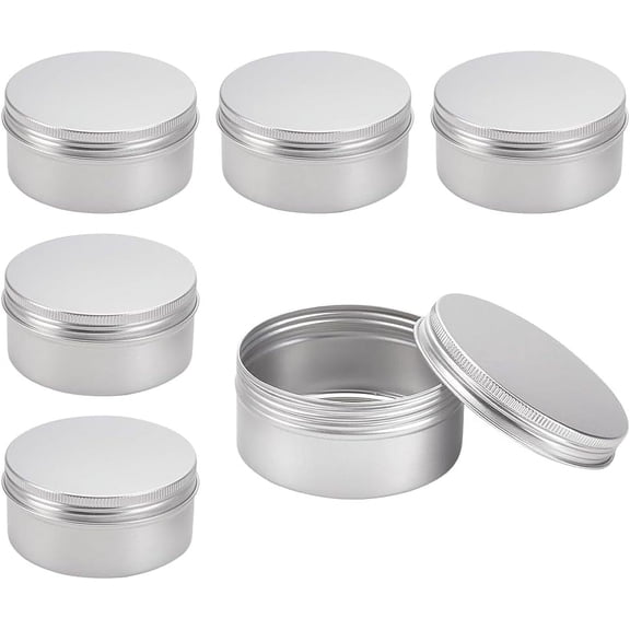 1 Box Round Aluminium Tin Cans Aluminium Jar Storage Containers for Cosmetic Candles Candies with Screw Top Lid Platinum 9.2x4.5cm Capacity: 200ml