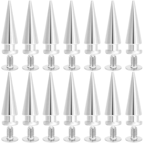 1 Box Silver Cone Spikes and Studs 20mm Metal Cone Punk Round Screwback Stud 30 Sets Long Leathercraft Tree Spikes Leather Rivets for Clothing Rock Style Jackets Shoes DIY Crafts Silver DIY