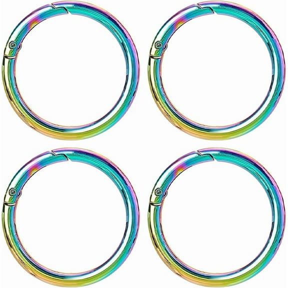 1 Box Spring O Rings Round Carabiner Clip Large 48mm Alloy Metal Rainbow Snap Trigger Hooks Buckles Clasps