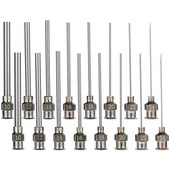 1 Box Stainless Steel Fluid Precision Blunt Needle Dispense Tips Stainless Steel Color 7.4x7.2x1.7cm 16pcs/box