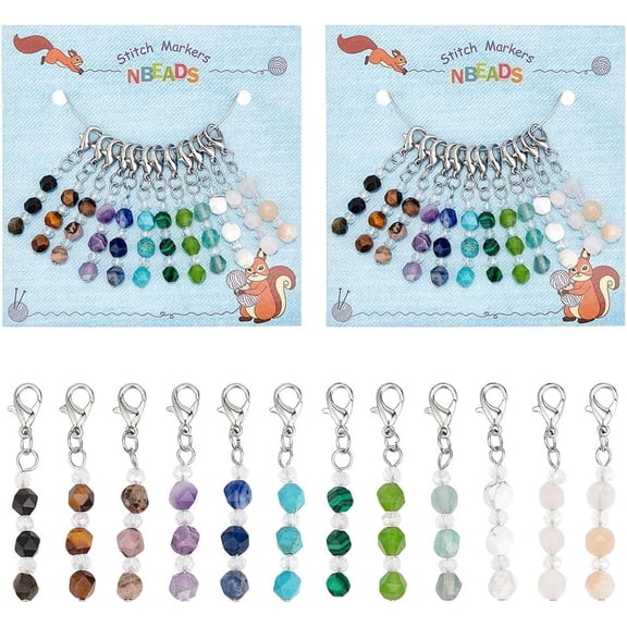 1 Box Star Cut Faceted Round Pendant Stitch Markers Locking Stitch Marker with Wine Glass 4.8cm 12 colors 1pc/color 12pcs/set 2 sets/box