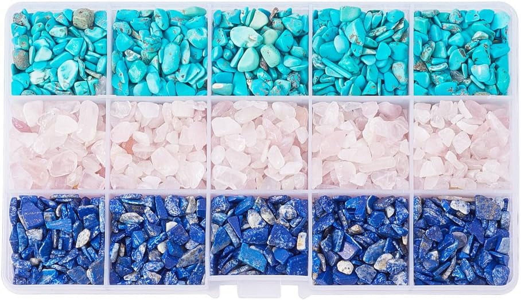 1 Box Tumbled Chip Gemstone Beads Crushed Pieces Undrilled Stone for Jewelry Making Natural Amethyst Natural Lazuli and Natural Turquoise Colorful DIY