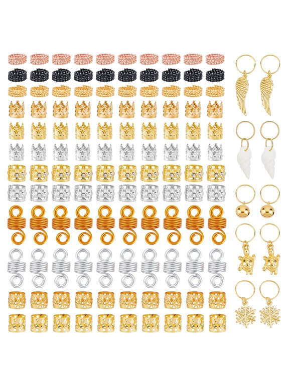 1 Box Twisted Hair Coil Dreadlock Beads with Alloy Pendants with Alloy Close but Unsoldered Jump Rings Mixed Shape Mixed Color