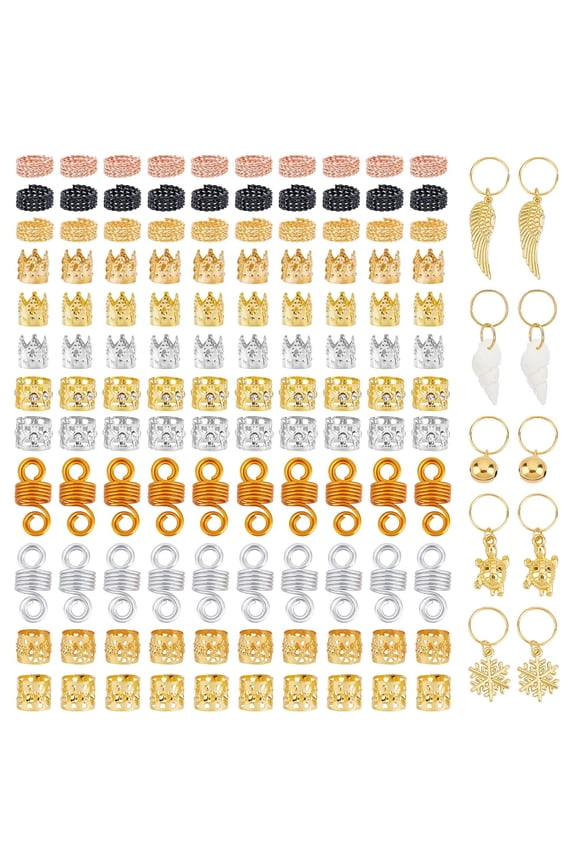 1 Box Twisted Hair Coil Dreadlock Beads with Alloy Pendants with Alloy Close but Unsoldered Jump Rings Mixed Shape Mixed Color