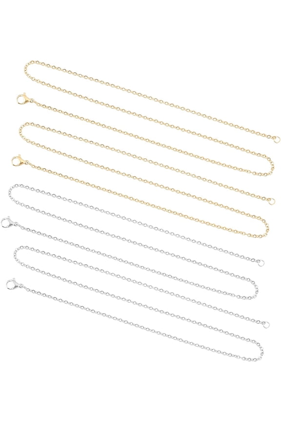 1 Box Unisex 304 Stainless Steel Cable Chain Necklaces Golden & 17.7 inch(45cm) 2mm Link: 2.4x2x0.5mm 2colors 10pcs/color 20pcs/box