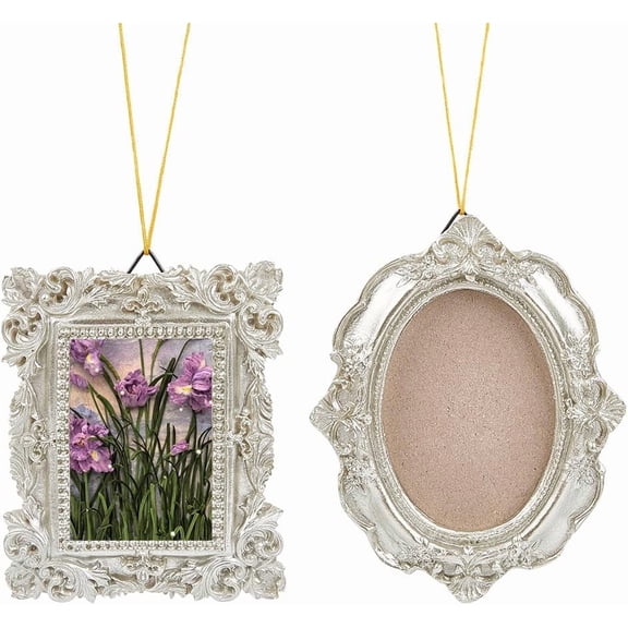 1 Box Vintage Resin Picture Frame Mini Photo Frames Bulk Silver European Embossed Glossy Oval Rectangular Jewelry Display Frame