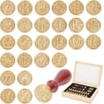 thumbnail image 1 of DIY 1 Box Wax Seal Stamp Set 26 Letters Alphabet A-Z Sealing Stamp Kit Initials Removable Brass Head with Wooden Handles Gift Packed for Halloween Wedding Invitations Cards Letters Envelopes DIY, 1 of 8