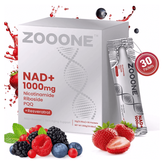 NRQ1000 Drink Mix NR1000-NAD, Mix Berry Flavored, for Skin Aging and Energy Supplementation, 30 Packs, 10g