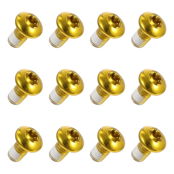 Homoyoyo 12Pcs Golden Bike Disc Bolts Brake Disc Screws Rust Resistant Bike Accessories