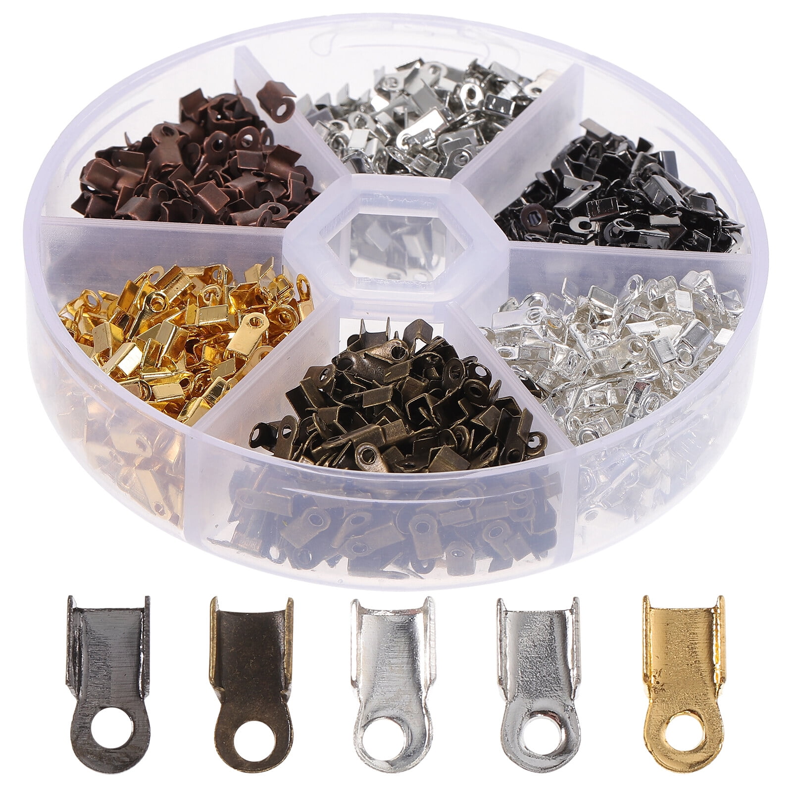 1 Box of Leather Ribbon Ending Clasp Jewelry Making Connector Sturdy Alloy Buckle for DIY