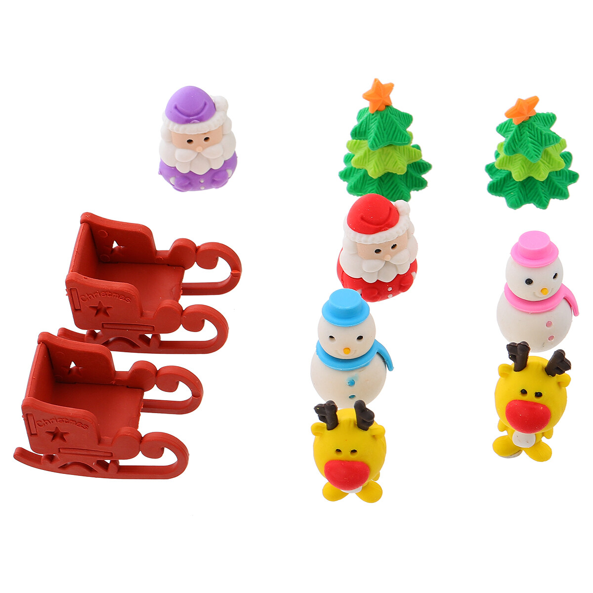 1 Box of Lightweight Rubber Santa Claus Erasers 3D Cartoon Erasing