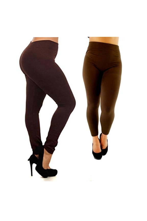 1 Brown Seamless Plus Size One Fit Footless Stretchy Yoga Pants Leggings Women