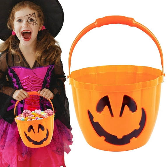 1 Bucket,Glowing Portable Pumpkin Bucket-Orange,Luminous Led Pumpkin Bucket Halloween Light Up The Bucket A Decorative Candy Container For Kids And Toddlers A Favorite Accessory For Parties
