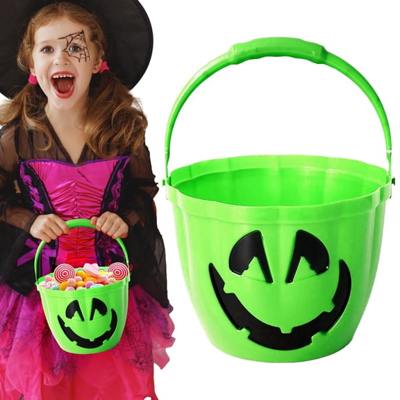 1 Bucket,Luminous Portable Pumpkin Bucket-Green,Luminous Led Pumpkin Bucket Halloween Light Up The Bucket A Decorative Candy Container For Kids And Toddlers A Favorite Accessory For Parties