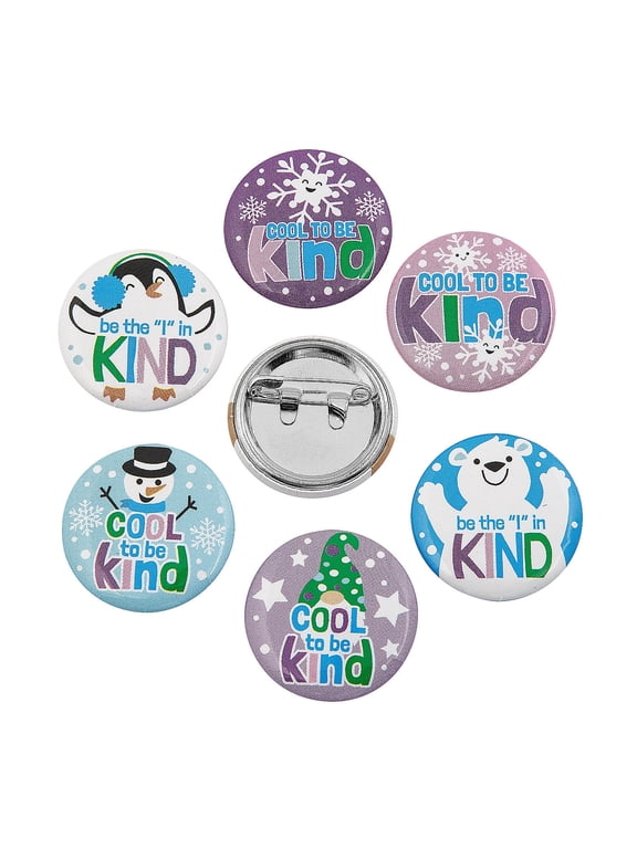 1" Bulk 48 Pieces Mini Cool to Be Kind Multicolor Metal Buttons