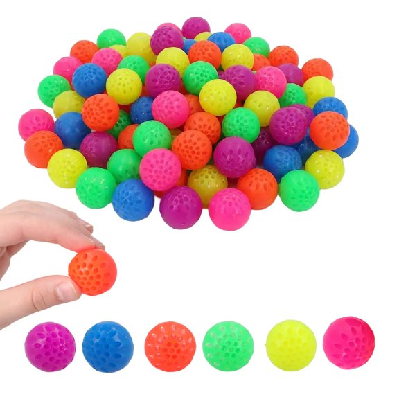 1" Bulk 72 Pc. Mini Neon Rubber Textured Squishy Balls
