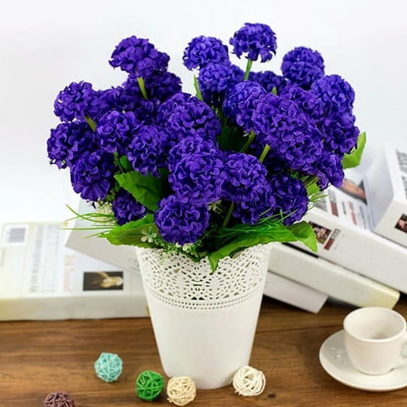 1 Bunch 9 Head Artificial Hydrangea Silk Flower Bouquet Wedding Party Decor-Dark Purple
