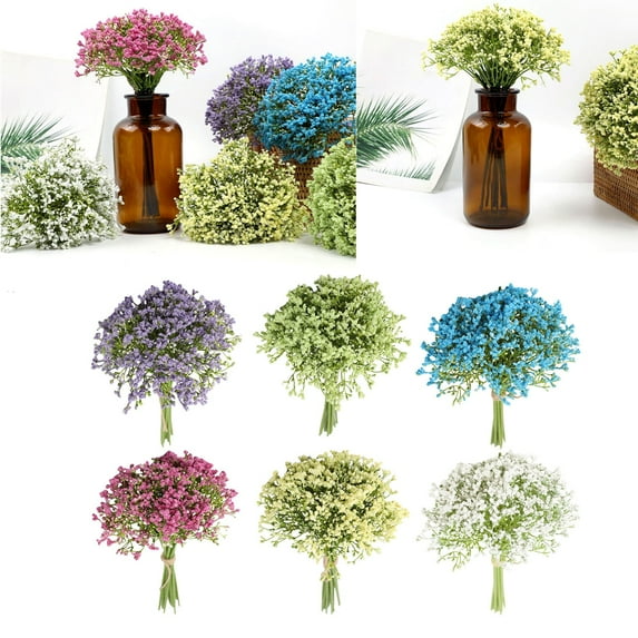 1 Bunch of Artificial Flowers (12 Artificial Flowers) Clearance! Artificial 12Pcs Babys Breath Artificial Flowers for Decoration Gypsophila Bouquet for Flower Arrangement Light, Fake Flowers