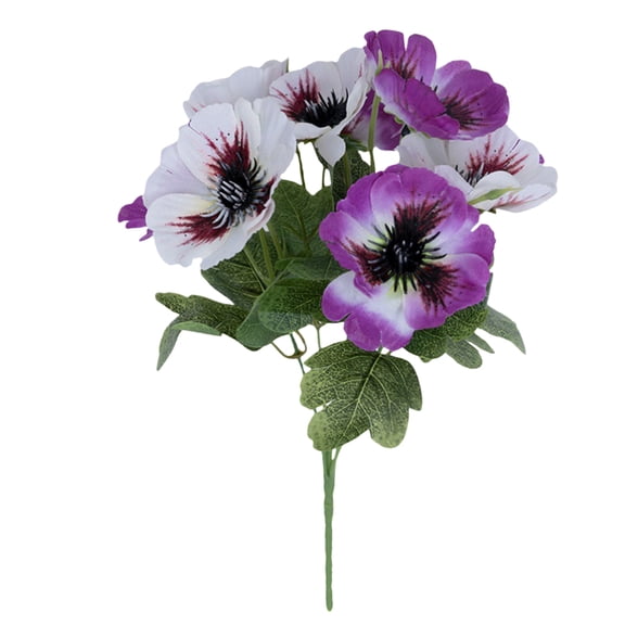 1-Bunch Artificial Pansies Flowers, 12.2" 5-Stem Silk Pansy Bouquet Faux Violas for Spring Window Box Cemetery Decor, Mauve