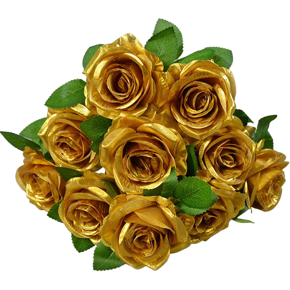 1 Bunch Artificial Roses Flowers Lifelike Fake Rose 10 Heads Rose