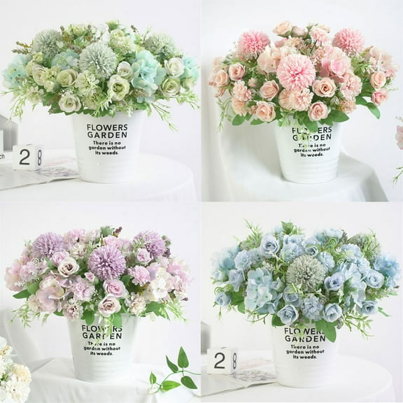 1 Bunch of Artificial Flowers Clearance! Nomeni Artificial Flower 7 Forks Colorful Hydrangea Rose Champagne, Fake Flowers Promotion Sale! Champagne