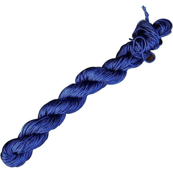 1 Bundle 24 Yards Nylon Jewelry Thread Cord 1mm Shiny Silky Rattail Cord Chinese Knotting Beading Cord for DIY Jewellery Making Macrame Kumihimo Shamballa Friendship Bracelet - Blue