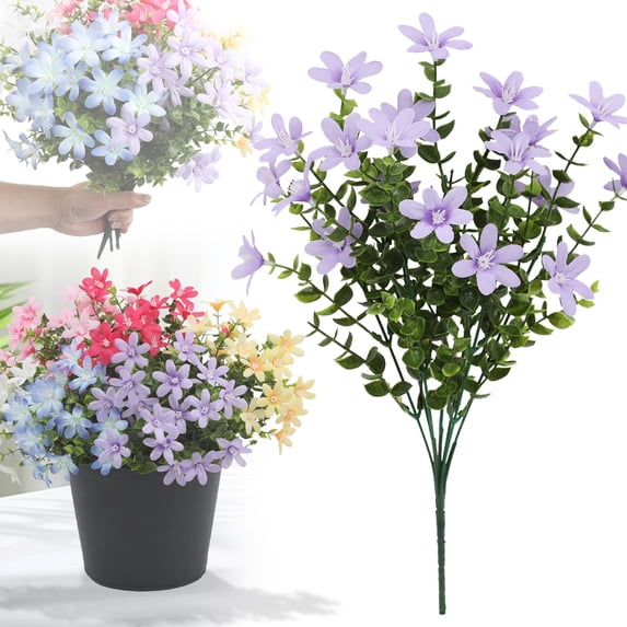 1 Bundle Cemetery Decor for Memorial Day, Artificial Plants & Flowers, Fake Flowers, Artificial Flowers for Outdoors, Spring Flowers Artificial, Spring Artificial Flower Bundles Purple