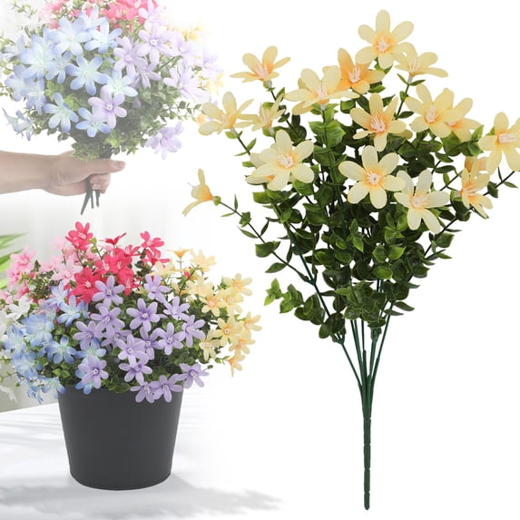 1 Bundle Cemetery Decor for Memorial Day, Artificial Plants & Flowers, Fake Flowers, Artificial Flowers for Outdoors, Spring Flowers Artificial, Spring Artificial Flower Bundles Yellow