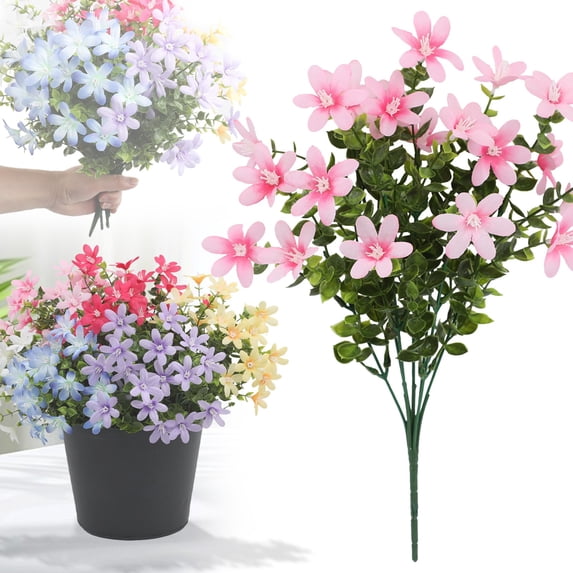 1 Bundle Cemetery Decor for Memorial Day, Artificial Plants & Flowers, Fake Flowers, Artificial Flowers for Outdoors, Spring Flowers Artificial, Spring Artificial Flower Bundles Pink