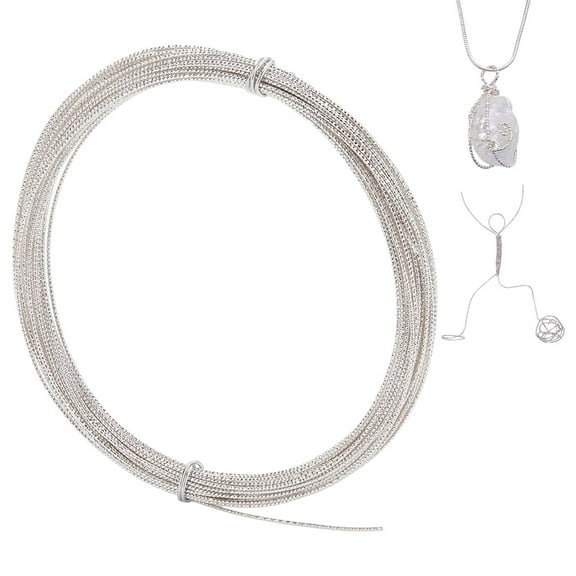 1 Bundle Copper Wire Textured Round Silver 20 Gauge(0.8mm) about 32.81 Feet(10m)/Roll