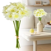 1 Bundle Daffodil Artificial Flowers 13.4 Inch Real Touch White Faux Daffodils Flowers Bouquet Artificial Daffodils Fake Flowers for Vase Home Office Wedding Floral Arrangement DecorationNo Vase