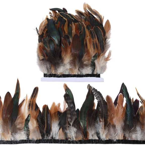 1 Bundle Fashion Feather Cloth Strand Costume Accessories Feather Shape Sienna 100~200x1mm 5m/bundle
