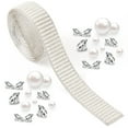 thumbnail image 1 of 1 Bundle Hotfix Rhinestone with Acrylic Imitation Pearl and Rhinestone Trimming Crystal Glass Sewing Trim Rhinestone Tape Costume Accessories Crystal 30x3mm 2m/bundle, 1 of 9