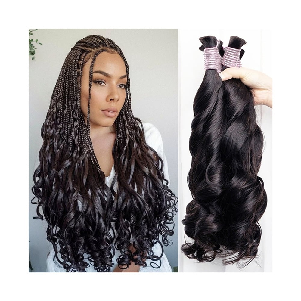1 Bundle Human Hair Bulk for Braiding 100g Loose Wave Bouncy Remy Boho Braid Hair Extensions