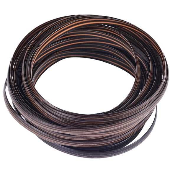 1 Bundle PE Plastic Imitation Rattan Wicker Solid Weaving Material Flat with Stripe Pattern Dark Coffee 8x1.2mm about 10m/bundle