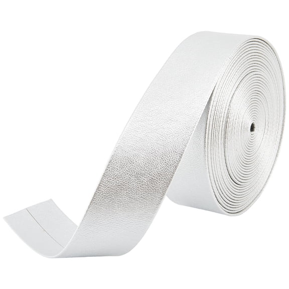 1 Bundle PU Leather Ribbons for Bags Jewelry Making DIY Crafting Silver 1-1/8 inch(30mm) about 5.47 Yards(5m)/Bundle
