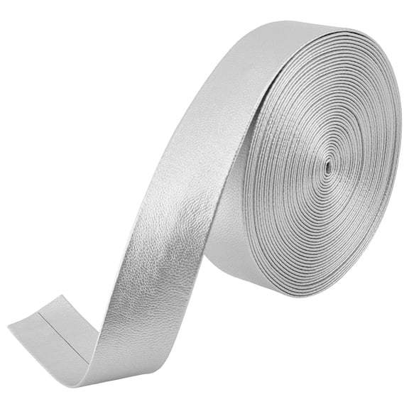 1 Bundle PU Leather Ribbons for Bags Jewelry Making DIY Crafting Silver 1 inch(25mm) about 5.47 Yards(5m)/Bundle