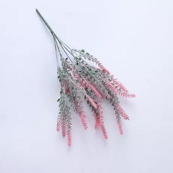 1 Bundle Red Artificial Lavender Bouquet, Flocking Plastic Flower for Home Wedding Decor Red