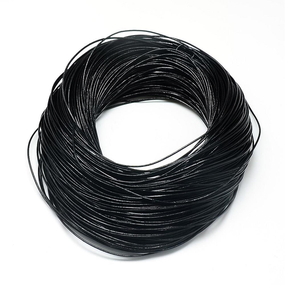 1 Bundle Round Cowhide Leather Cord Leather Rope String for Bracelets Necklaces Black 1mm 100yard/bundle